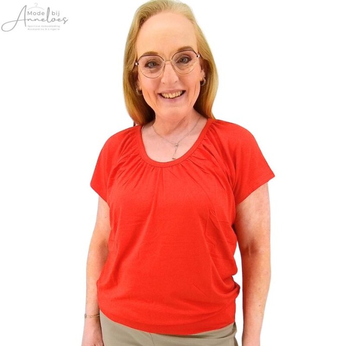 S Anna Menotti T-shirt KM rimpels Rood